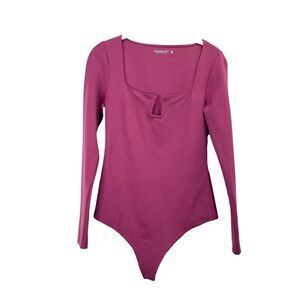 Abercrombie‎ & Fitch Long-Sleeve Cotton  Squareneck Bodysuit Size M